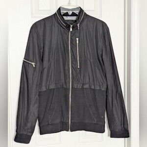 Jack & Jones Men's Black Lightweight Jacket w/Hidden Hood & Zipper Accents